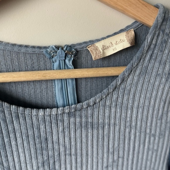 Altar’d State Velvet Powder Blue Long Balloon Sleeve Mini Dress Size XSmall - Picture 3 of 6